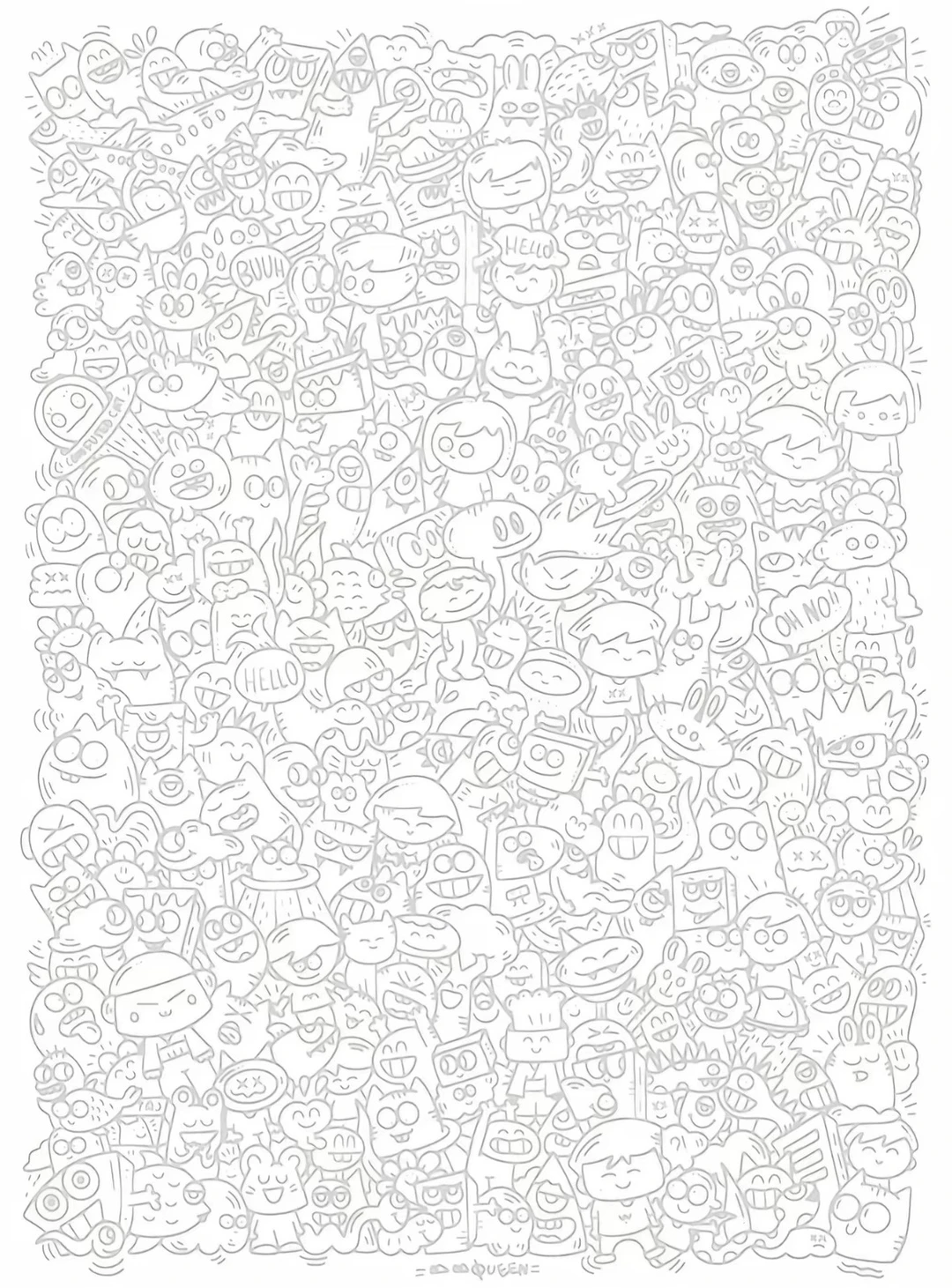 上课摸鱼的线条画，太好玩了😀