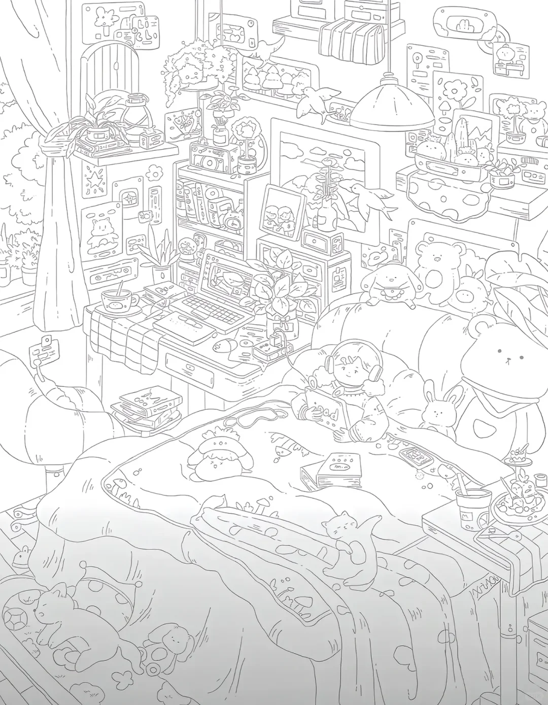 上班摸鱼神器线条画，你就画吧，超解压！