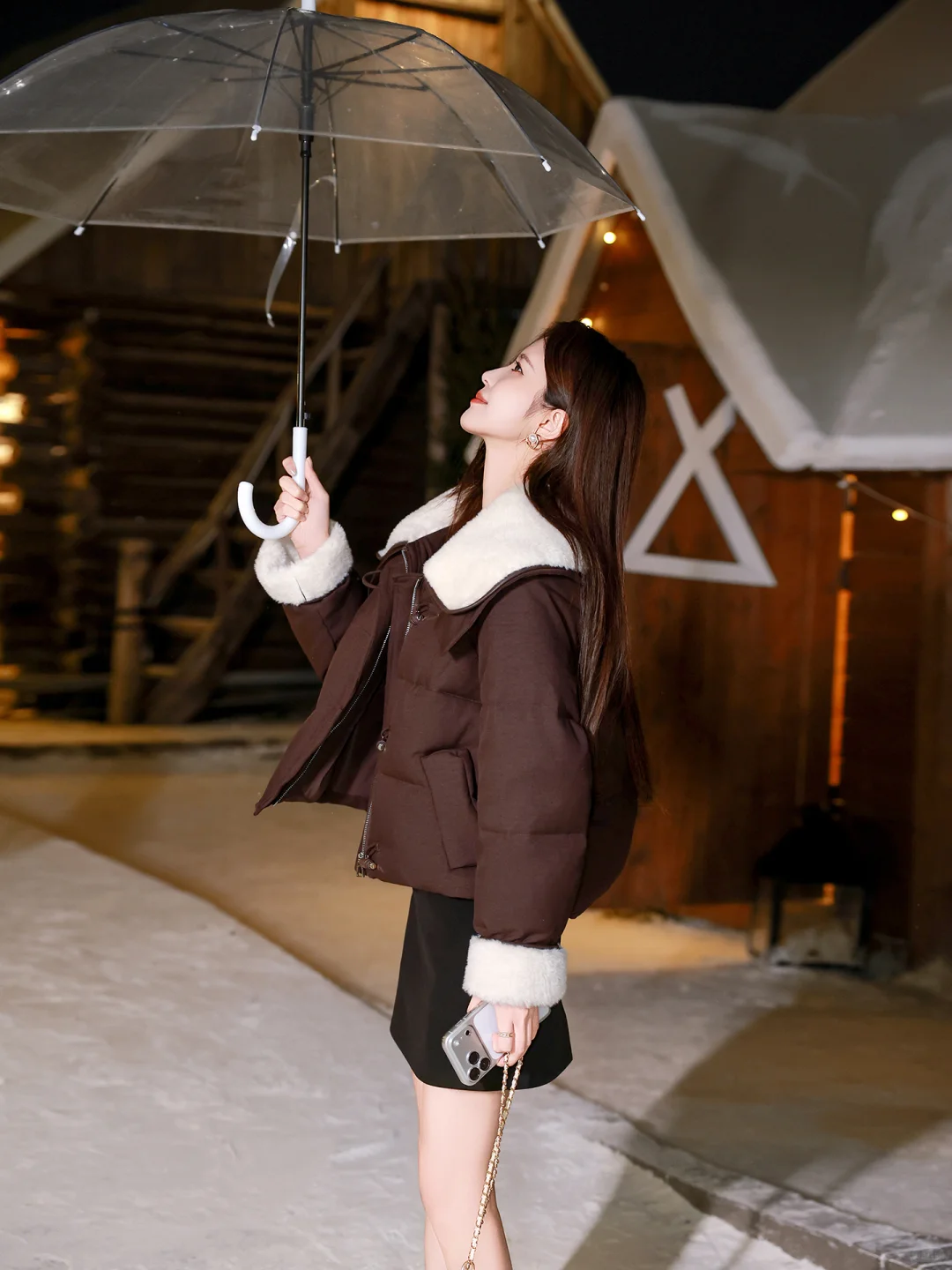 【古琳莉】羊羔毛领羽绒服女冬季2025新款