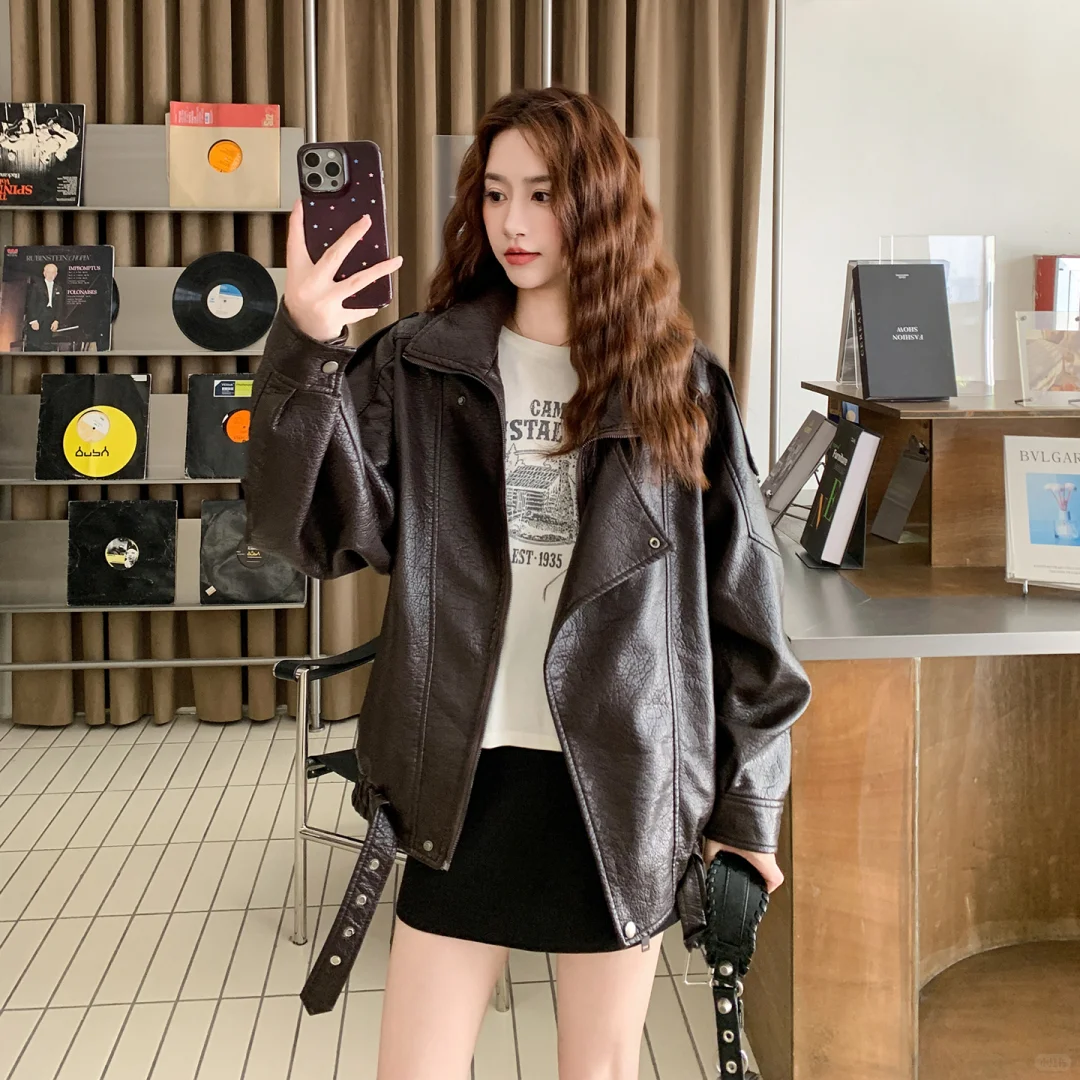 美式复古机车皮衣外套女2025秋季新款💧