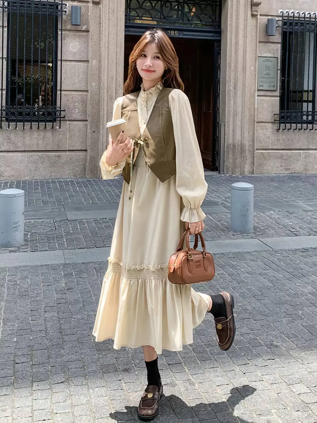 温柔风PU皮马甲套装女2025秋季新款氛🔥