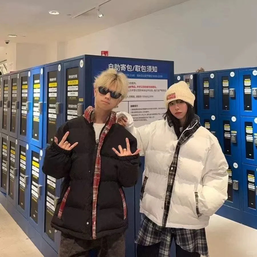 美式复古格子棉服，冬日氛围感拿捏