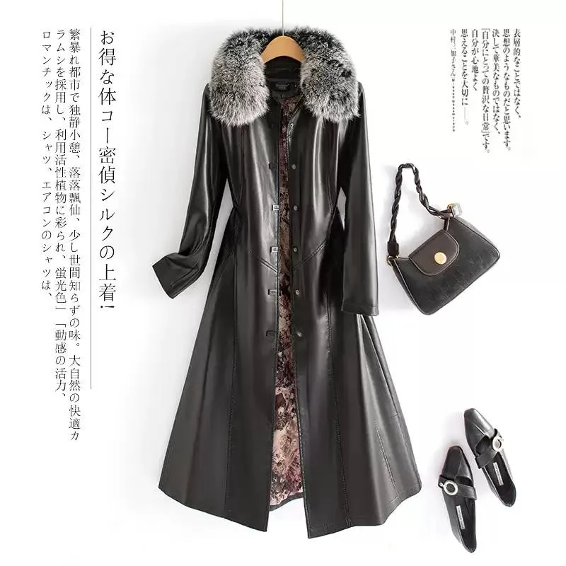 🎀海宁真皮皮衣女中长款秋冬新款加棉过