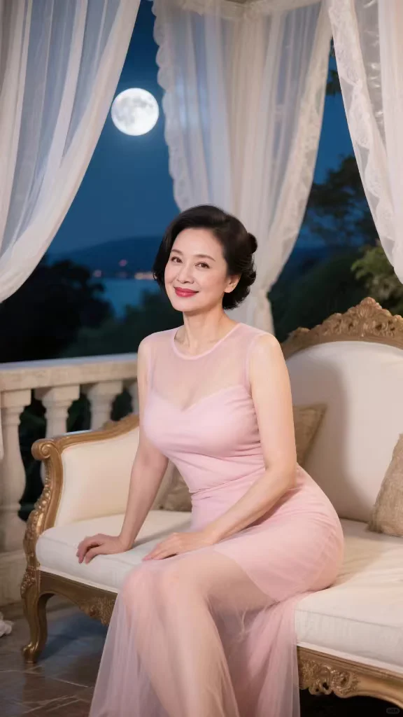 成熟月夜美人，48岁的阿姨风情万种