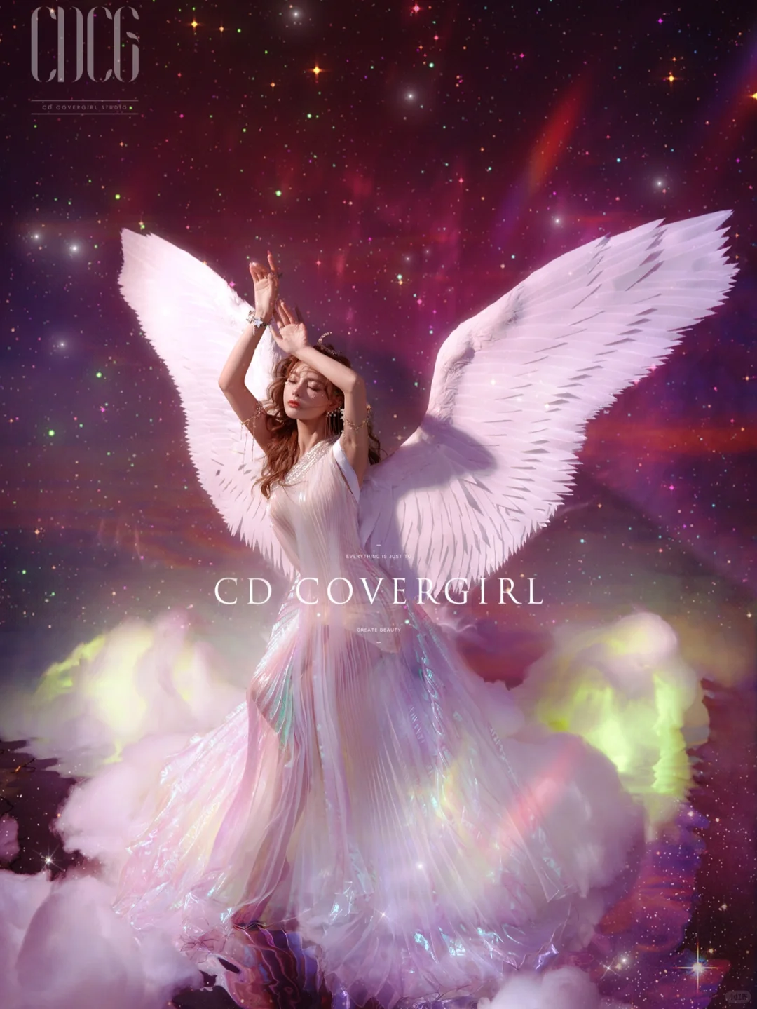 美炸了💥梦幻粉紫色调天使少女写真🌌