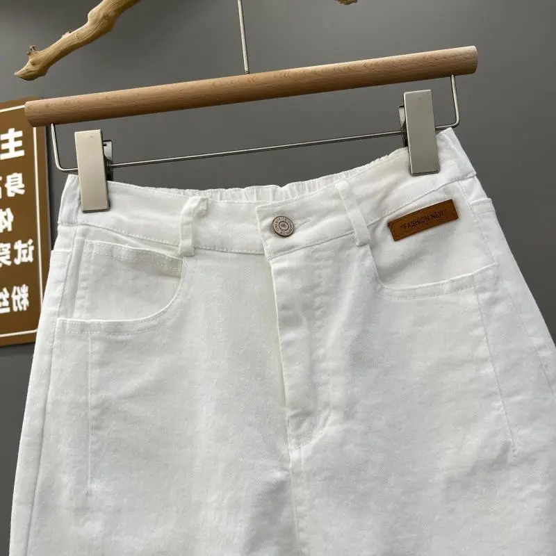 🎀白色牛仔休闲裤女春夏2025新款高腰宽