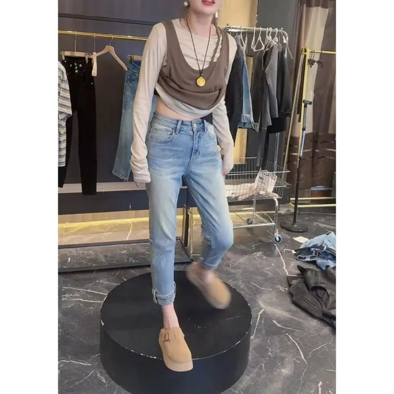 🌊梨形身材穿搭大码牛仔裤女春季新款洋