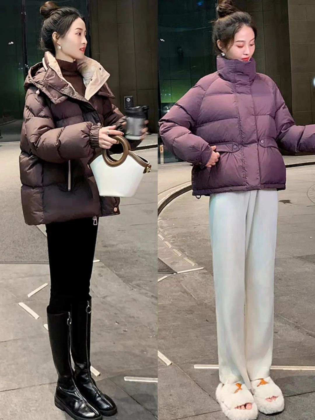 女生短款羽绒服穿搭时尚又显高冬季穿搭