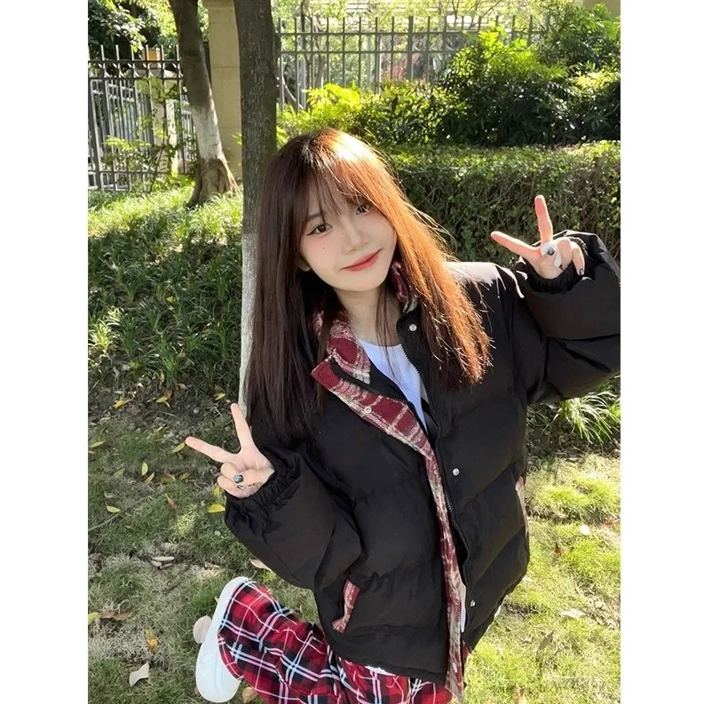 美式复古格子棉服，冬日氛围感拿捏