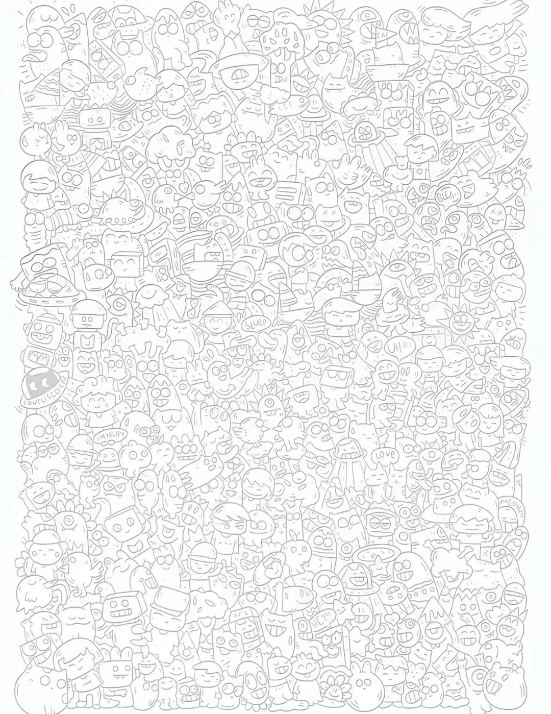 上课摸鱼的线条画，太好玩了😀