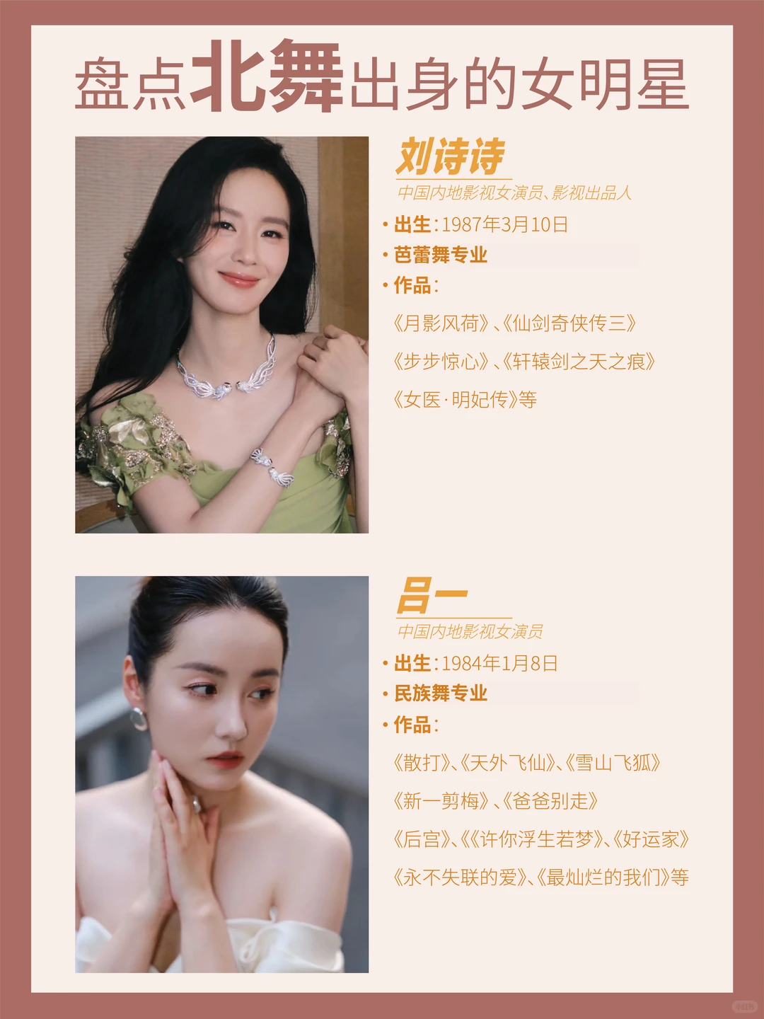 盘点北舞出身的女明星❗️❗️
