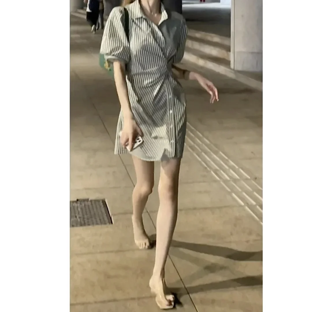 29捡漏！工作室单！韩系抹茶绿收腰polo连衣裙