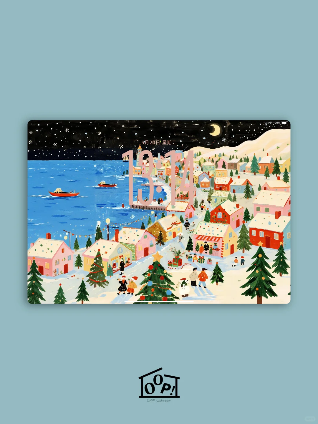 009｜❄️ 雪落海边小镇的圣诞夜平板壁纸