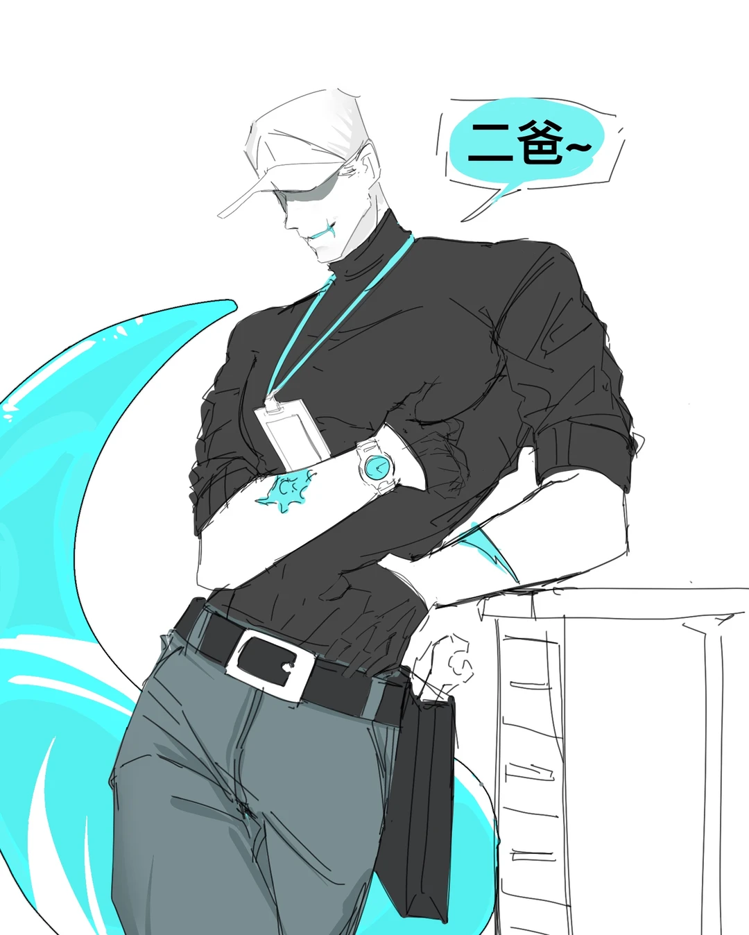 小伙如开屏孔雀一般