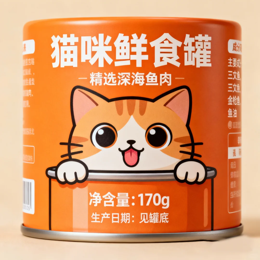 猫罐头罐头包装设计、猫罐头袋子包装设计