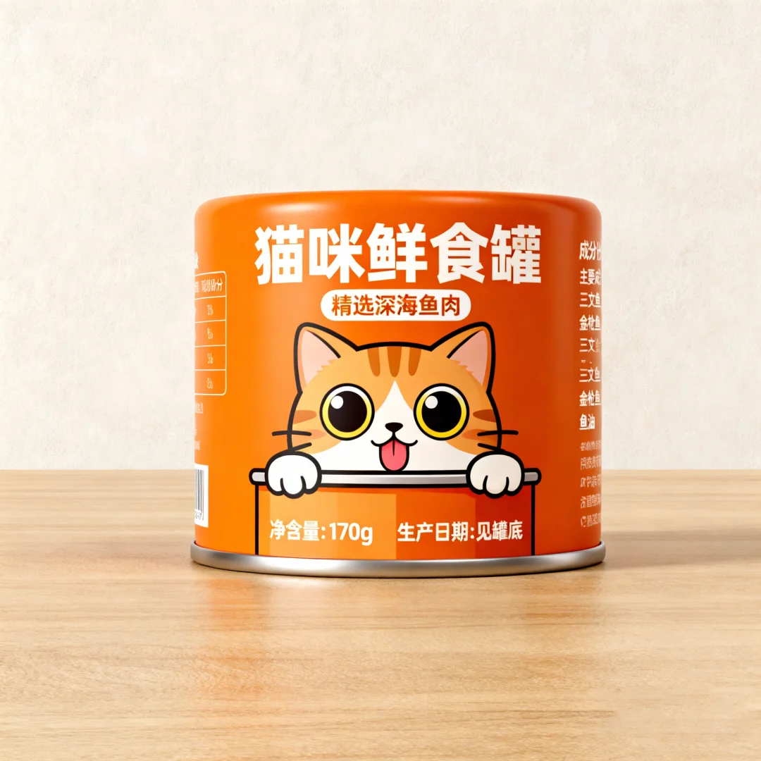 猫罐头罐头包装设计、猫罐头袋子包装设计