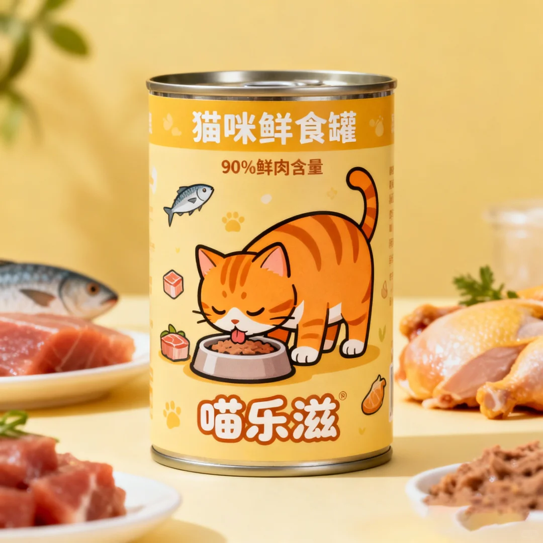 猫罐头罐头包装设计、猫罐头袋子包装设计