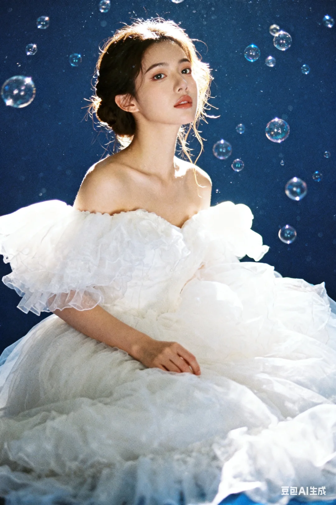 泡泡与白纱的梦幻碰撞🫧｜AI生成‼️