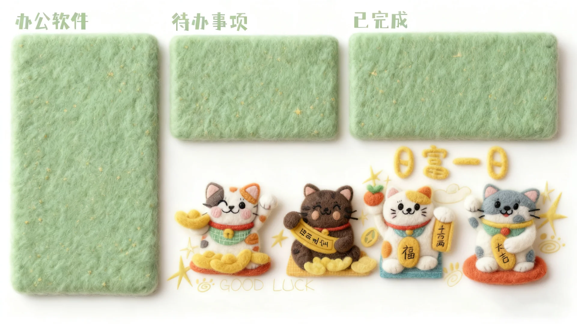 电脑分区壁纸｜招财猫｜毛毡效果壁纸