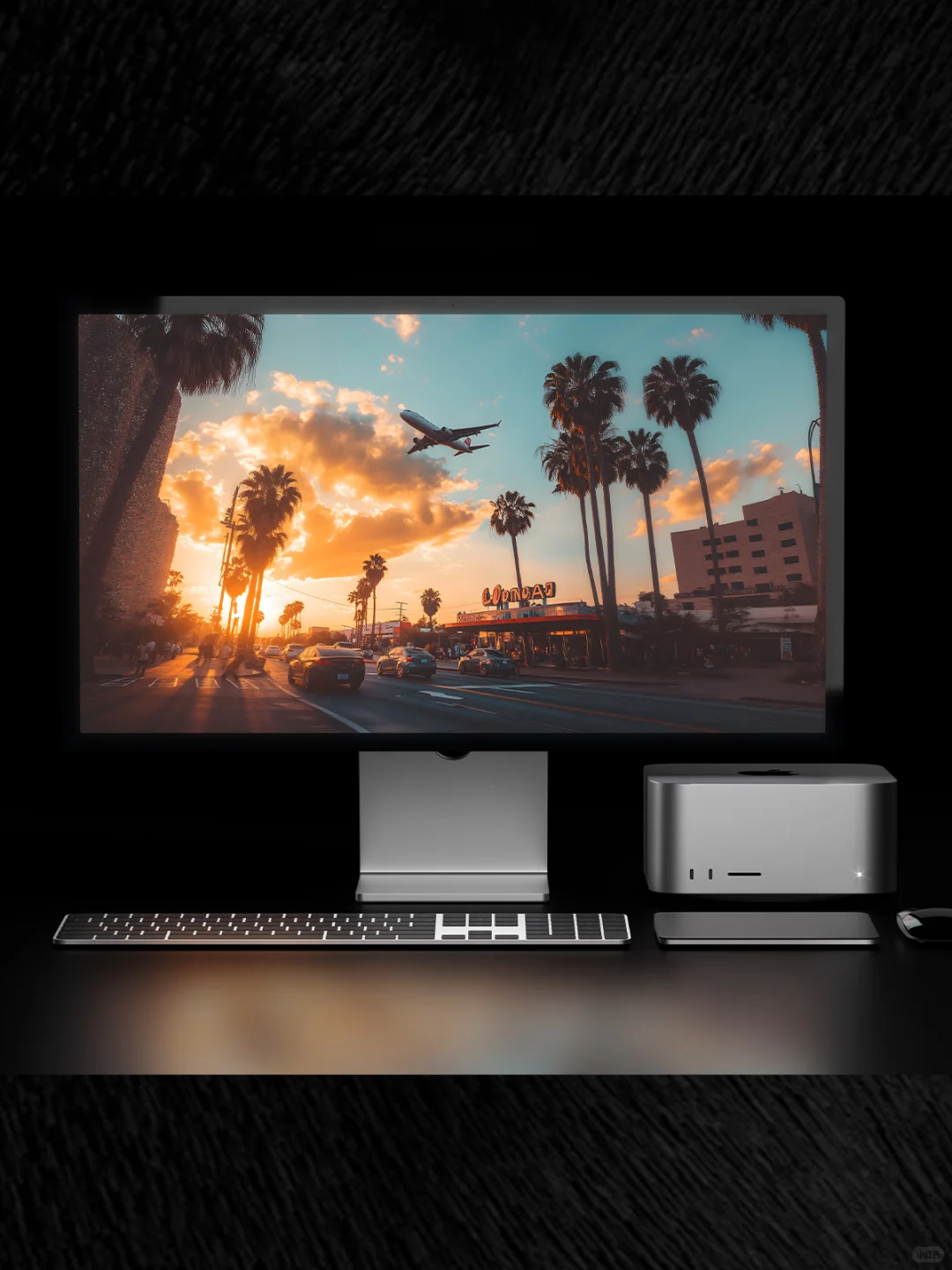 Wallpaper ｜夕阳下的飞机与棕榈树