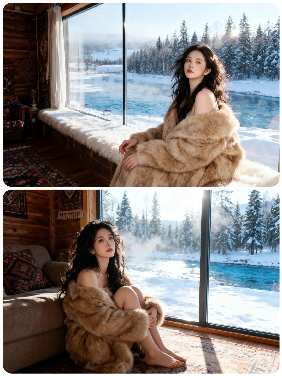 ❄️在浪漫的木屋里拍出了电影感