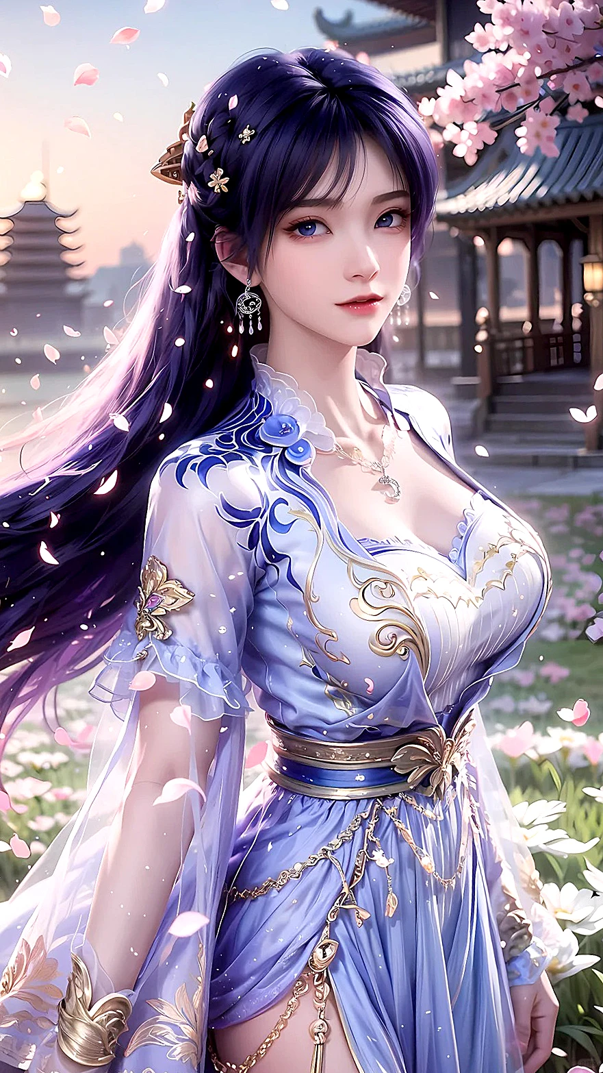 国漫女神｜姬紫月遮天高清AI二次元动漫壁纸