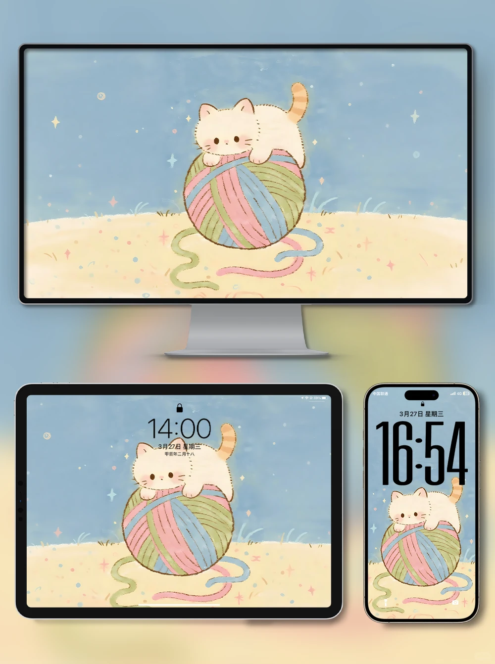 X503-毛线球猫|iPad壁纸|电脑|手机壁纸 4k