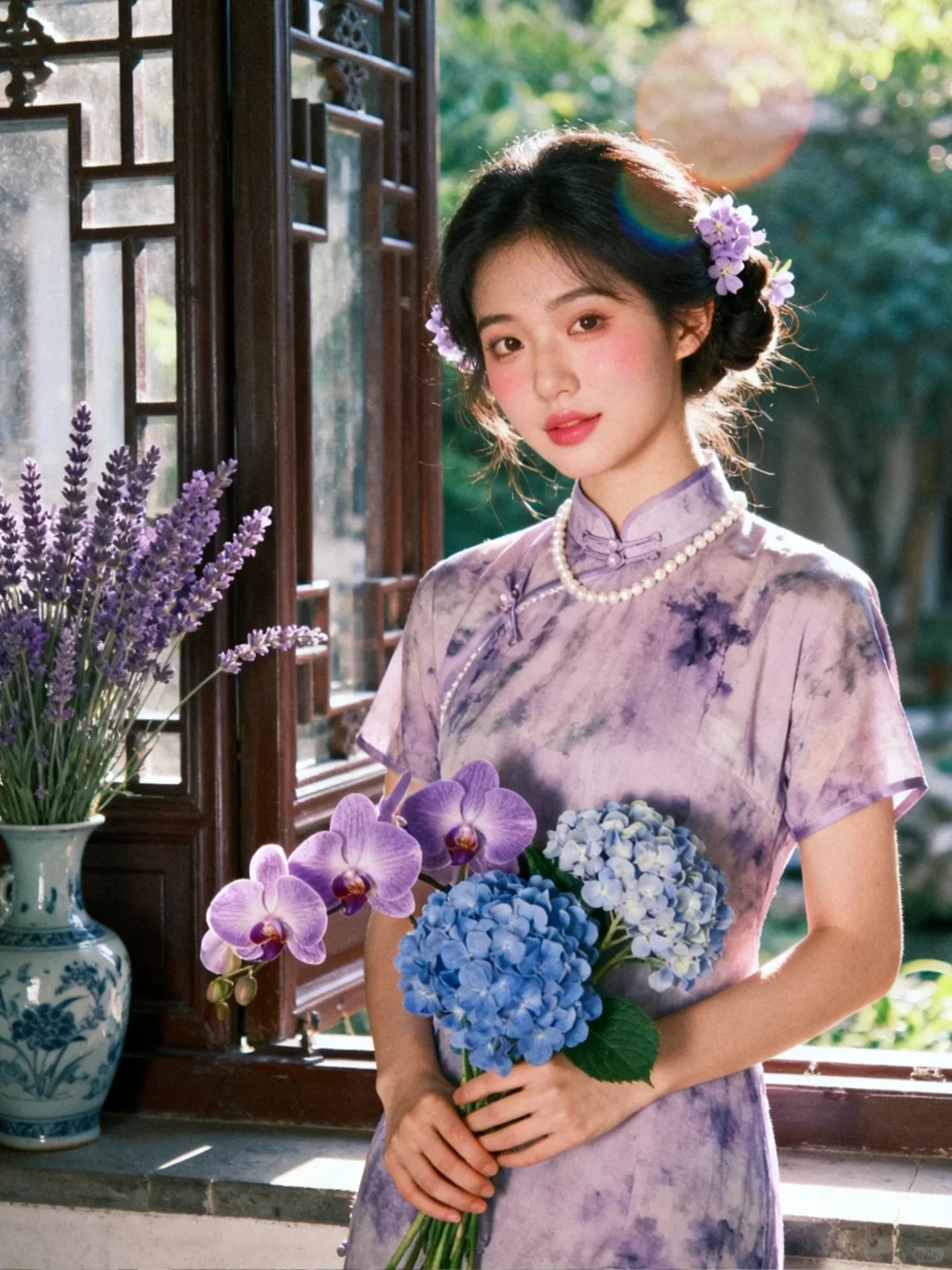 紫色旗袍一如即往的有气质｜AI生成‼️