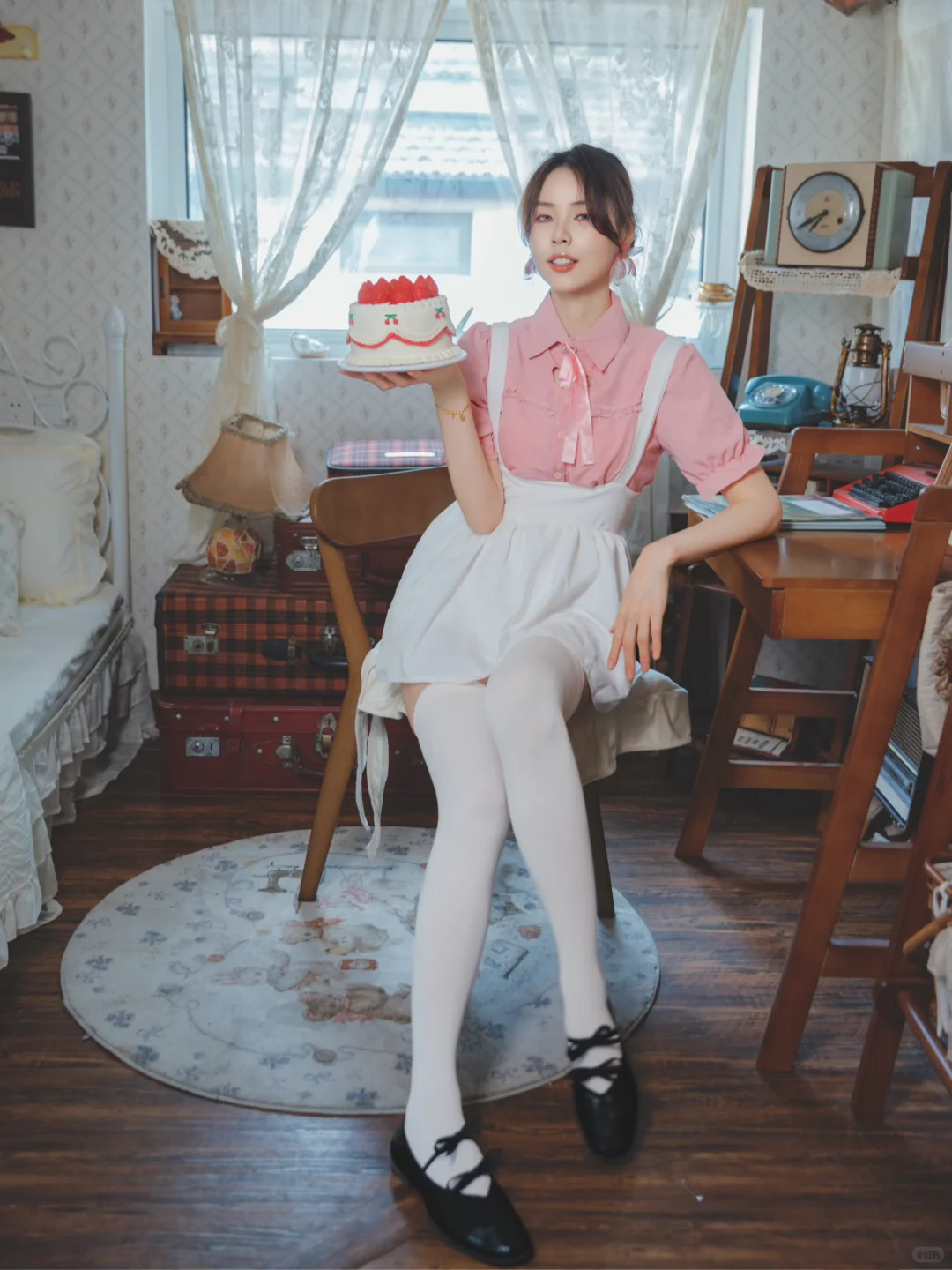 室内人像|可爱的白丝女仆装！