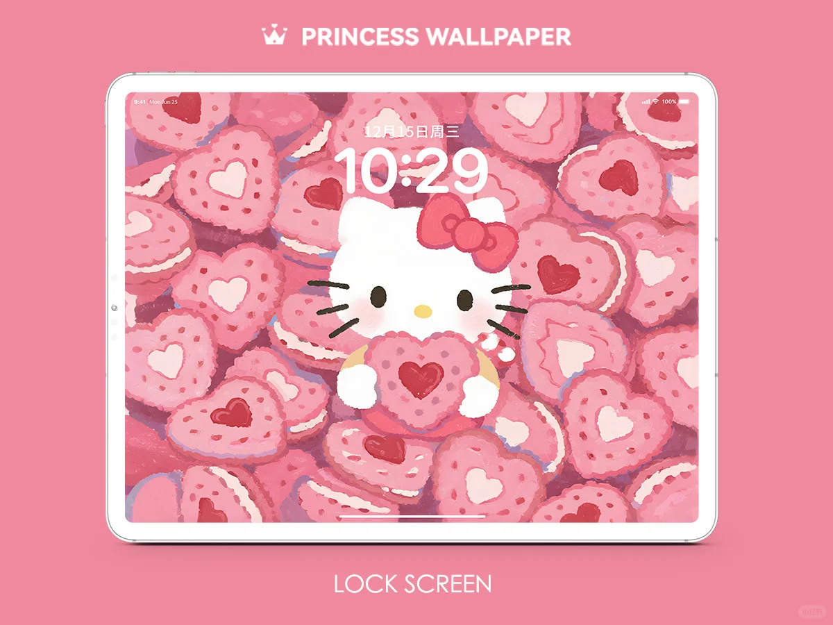 1017#🍓HelloKitty满屏爱心饼干🩷平板壁纸