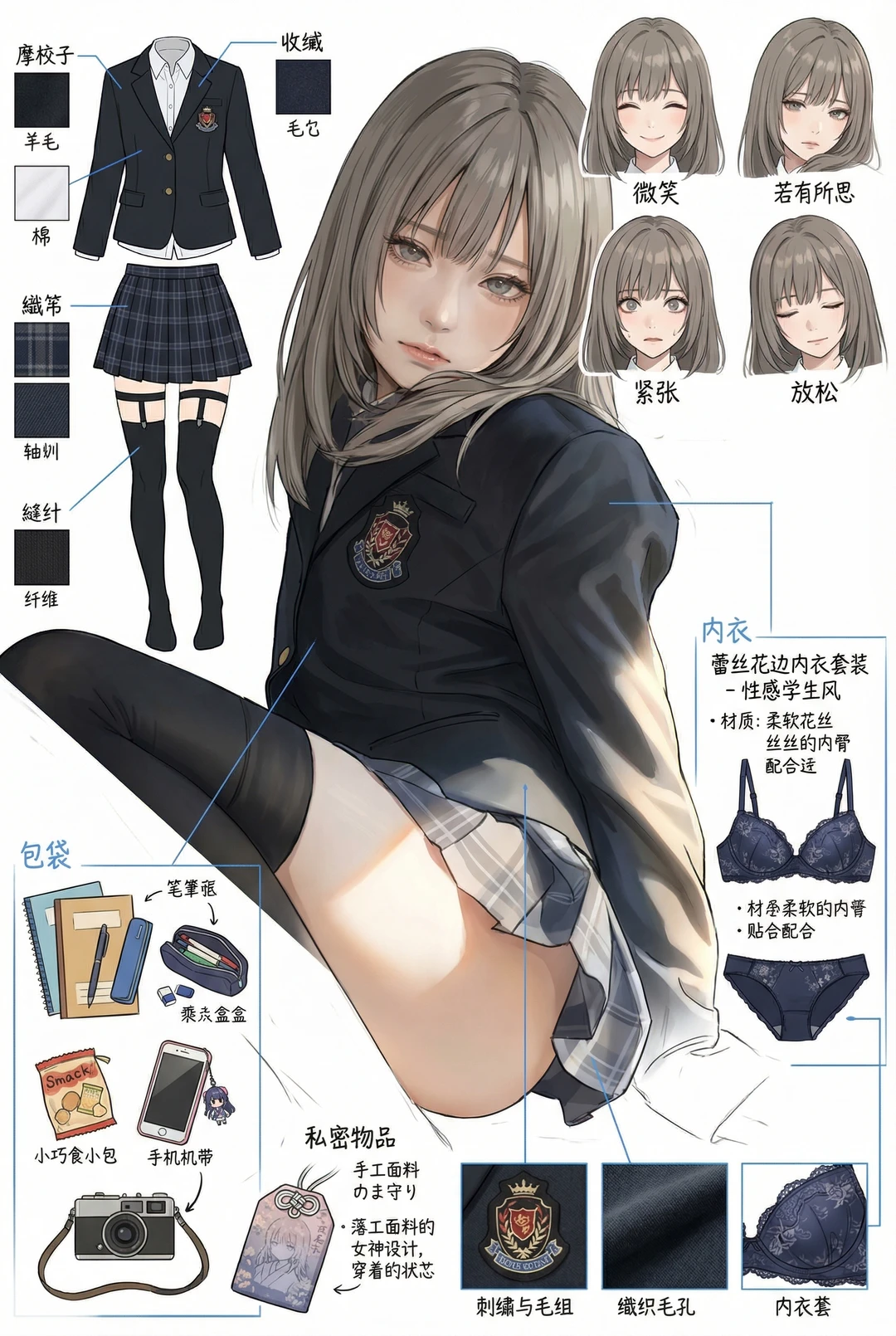 这个ai角色的设定图简直太美了！