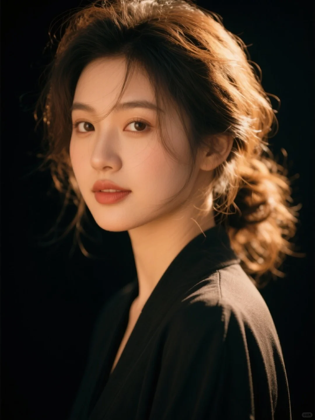 自然光下的女生更耐看～黑色光影肖像ai写真