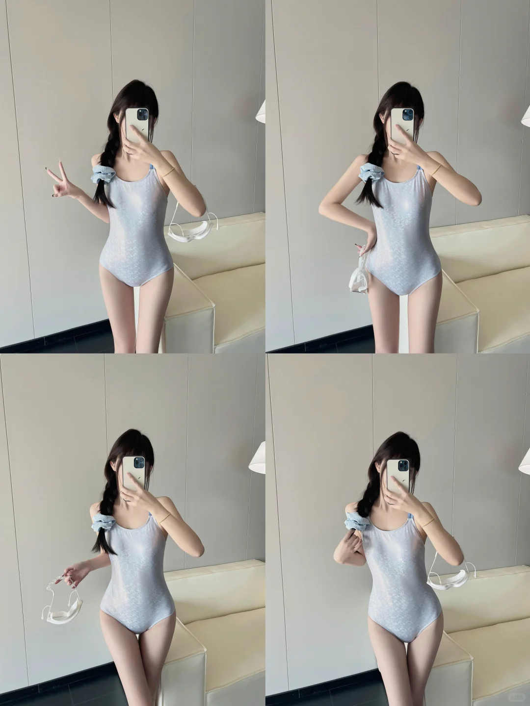 泳衣寄拍模特对镜自拍