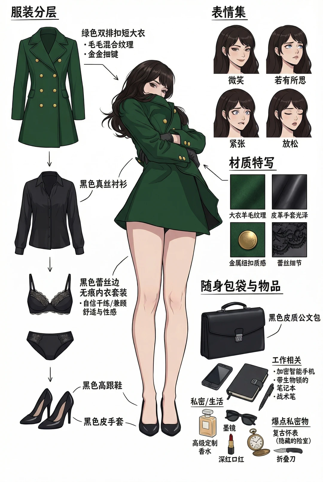 这个ai角色的设定图简直太美了！