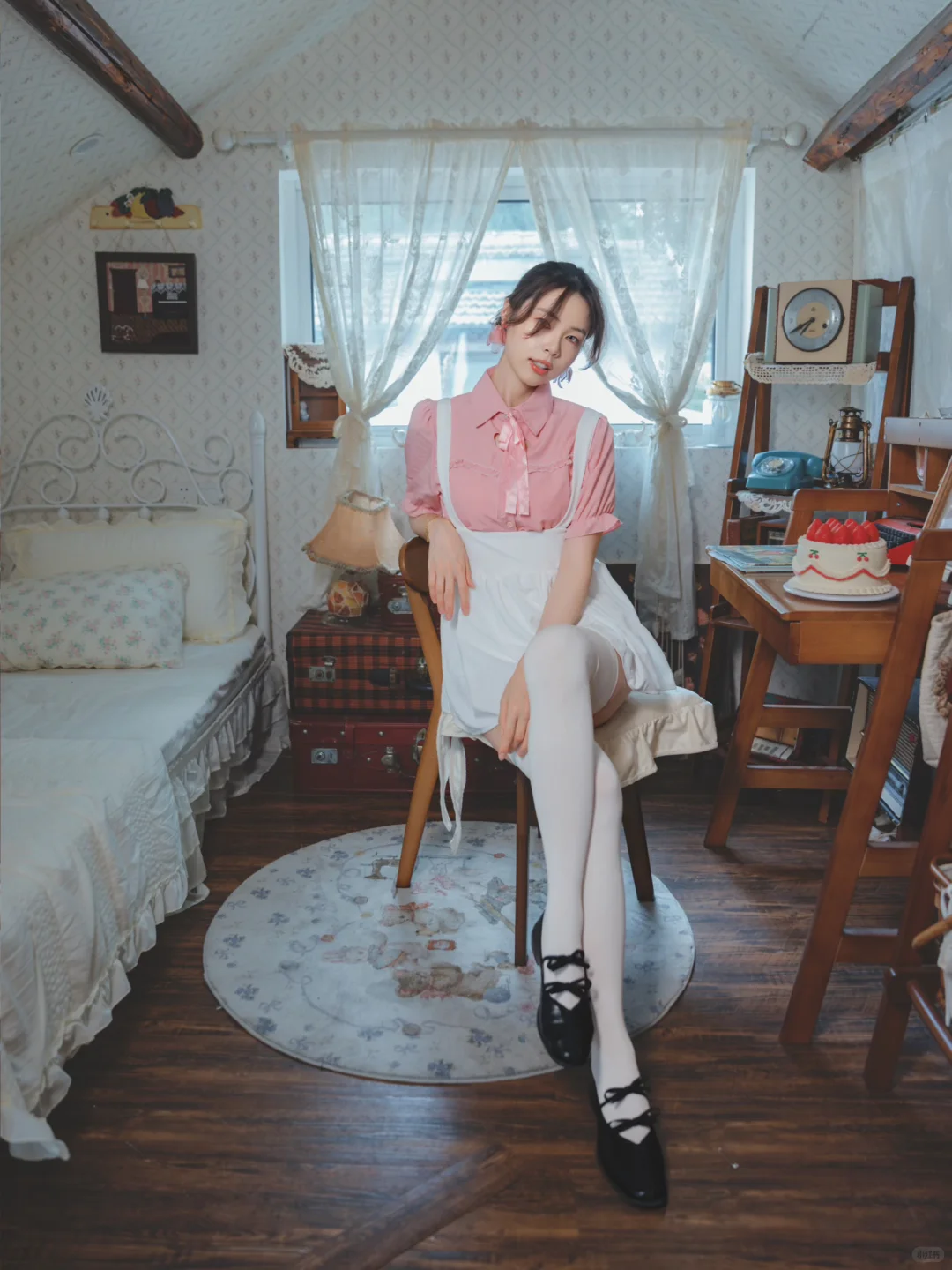 室内人像|可爱的白丝女仆装！