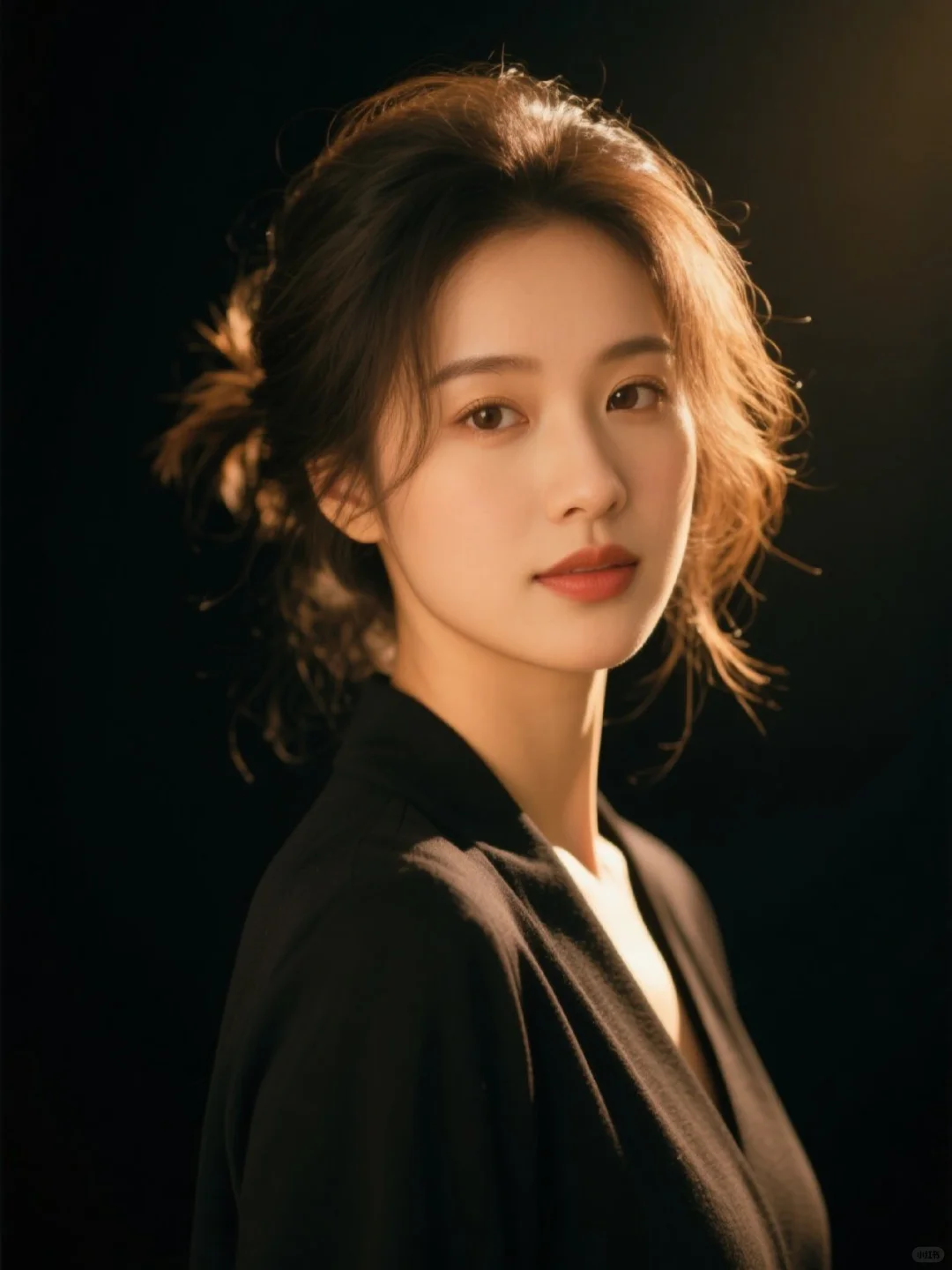 自然光下的女生更耐看～黑色光影肖像ai写真