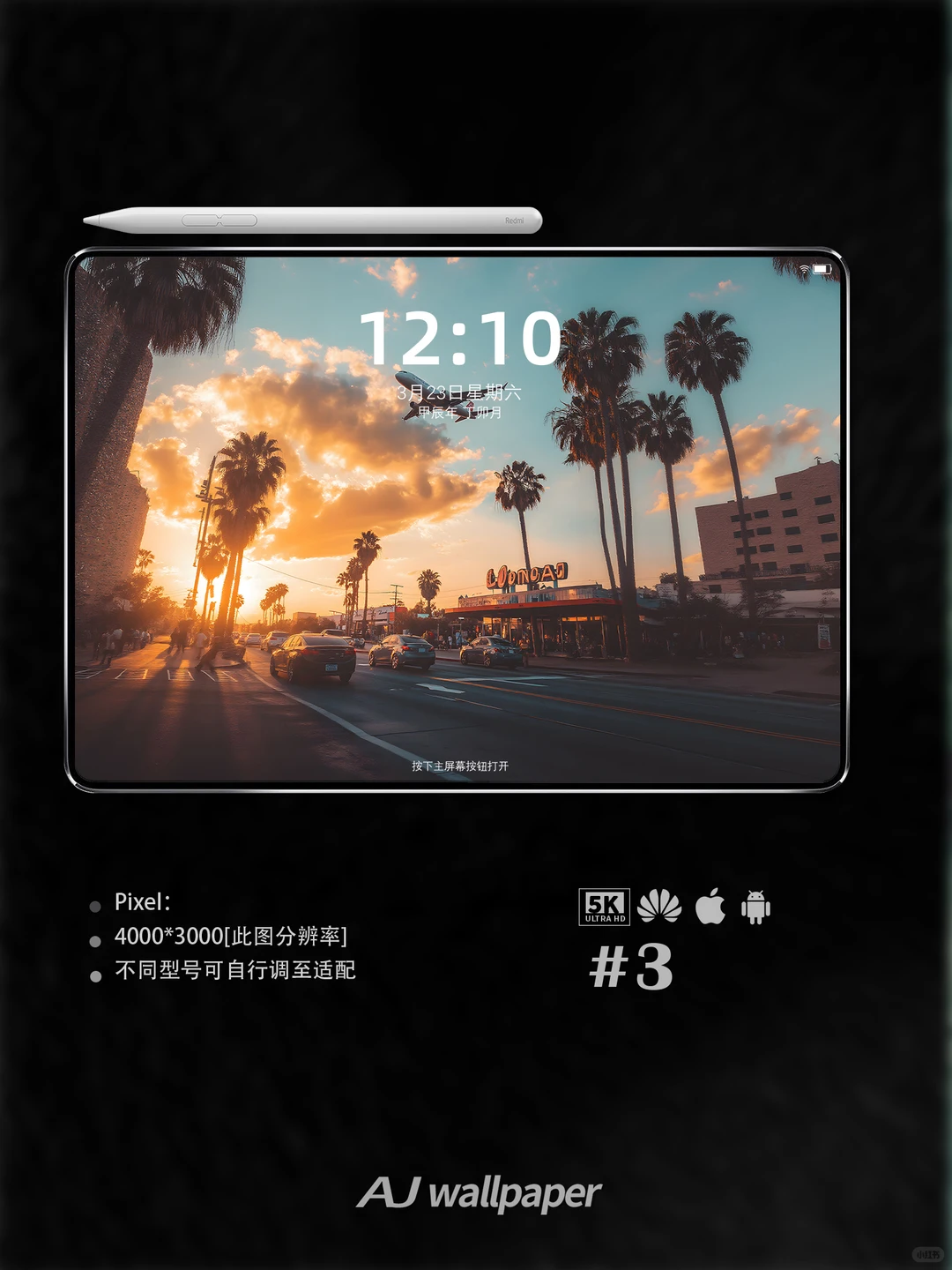 Wallpaper ｜夕阳下的飞机与棕榈树