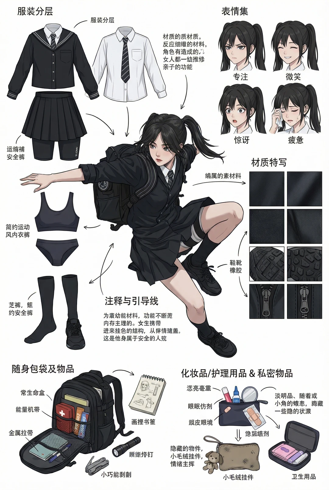 这个ai角色的设定图简直太美了！