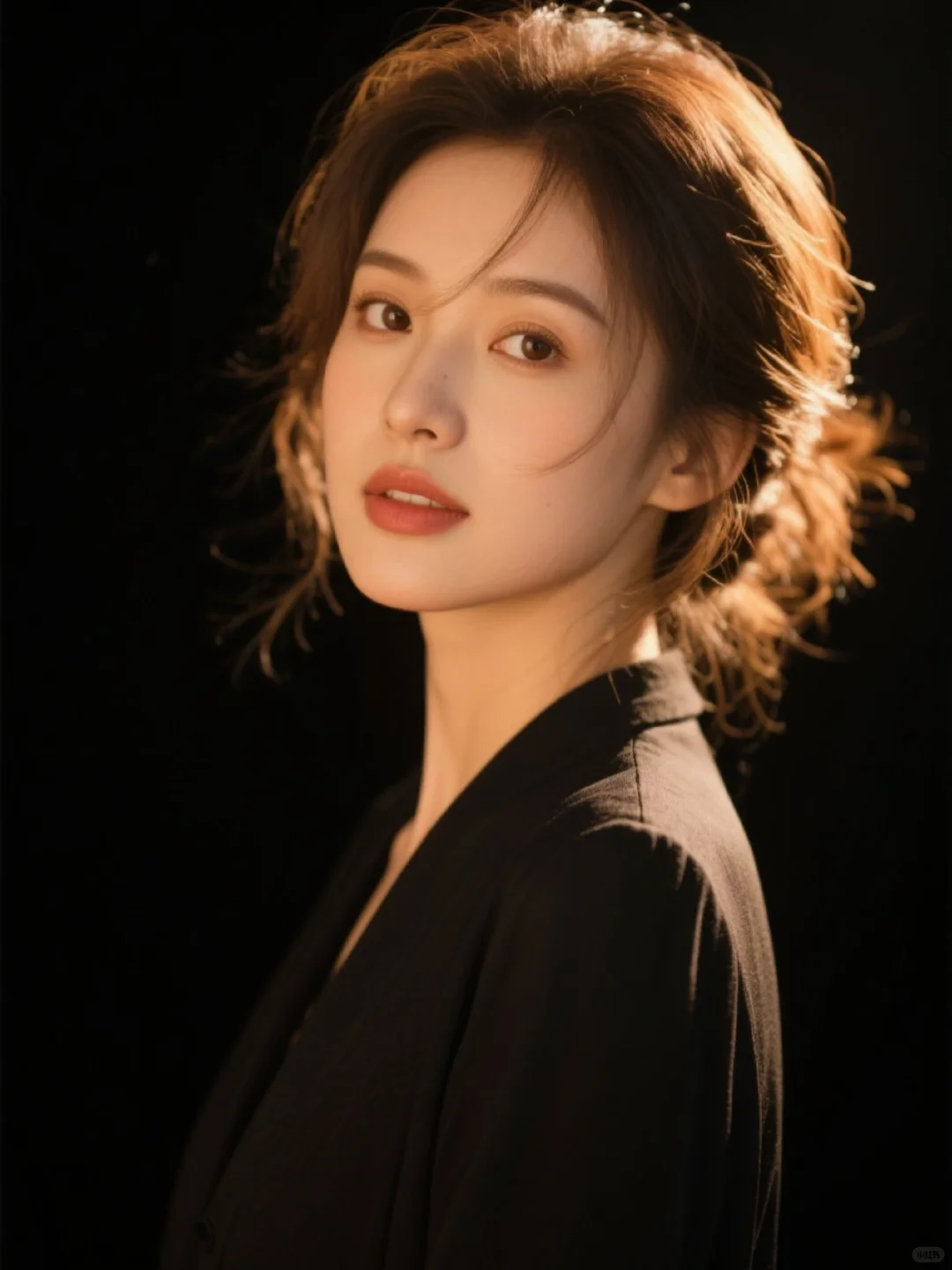 自然光下的女生更耐看～黑色光影肖像ai写真