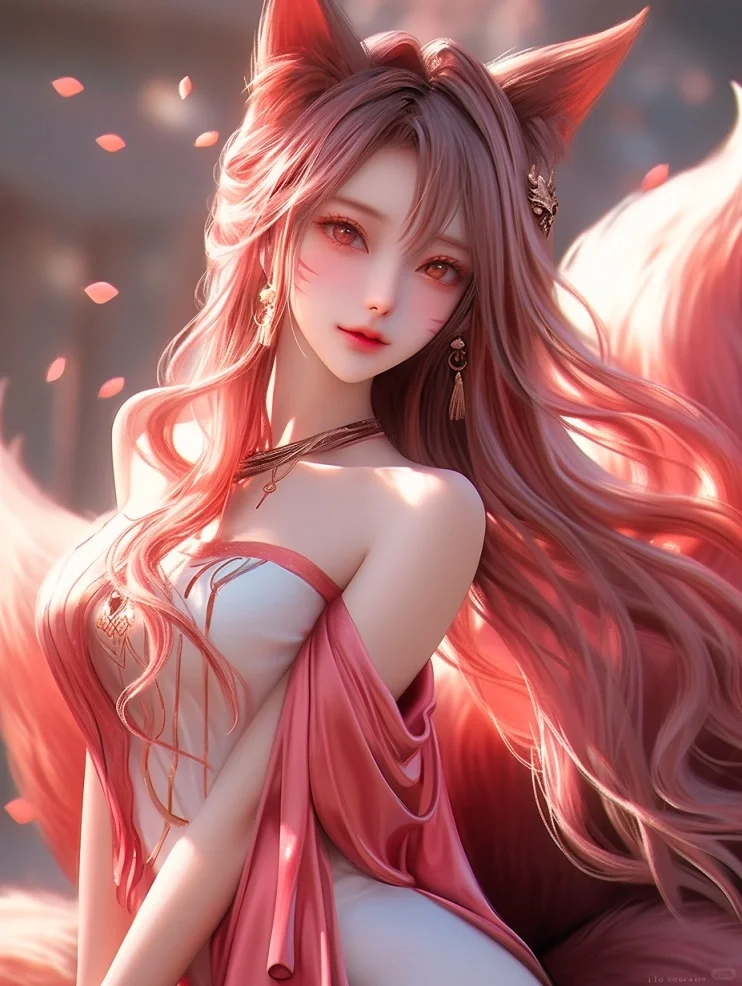 Midjourney I 九尾狐的诱惑能抗住不？