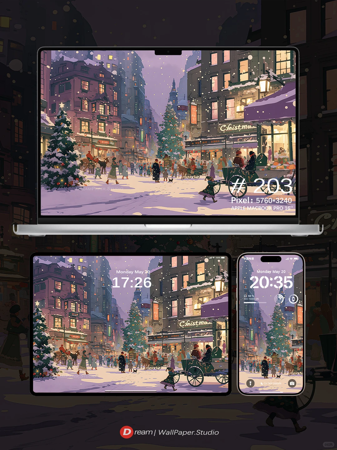 Dream壁纸/🎄雪夜的圣诞魔法小镇✨