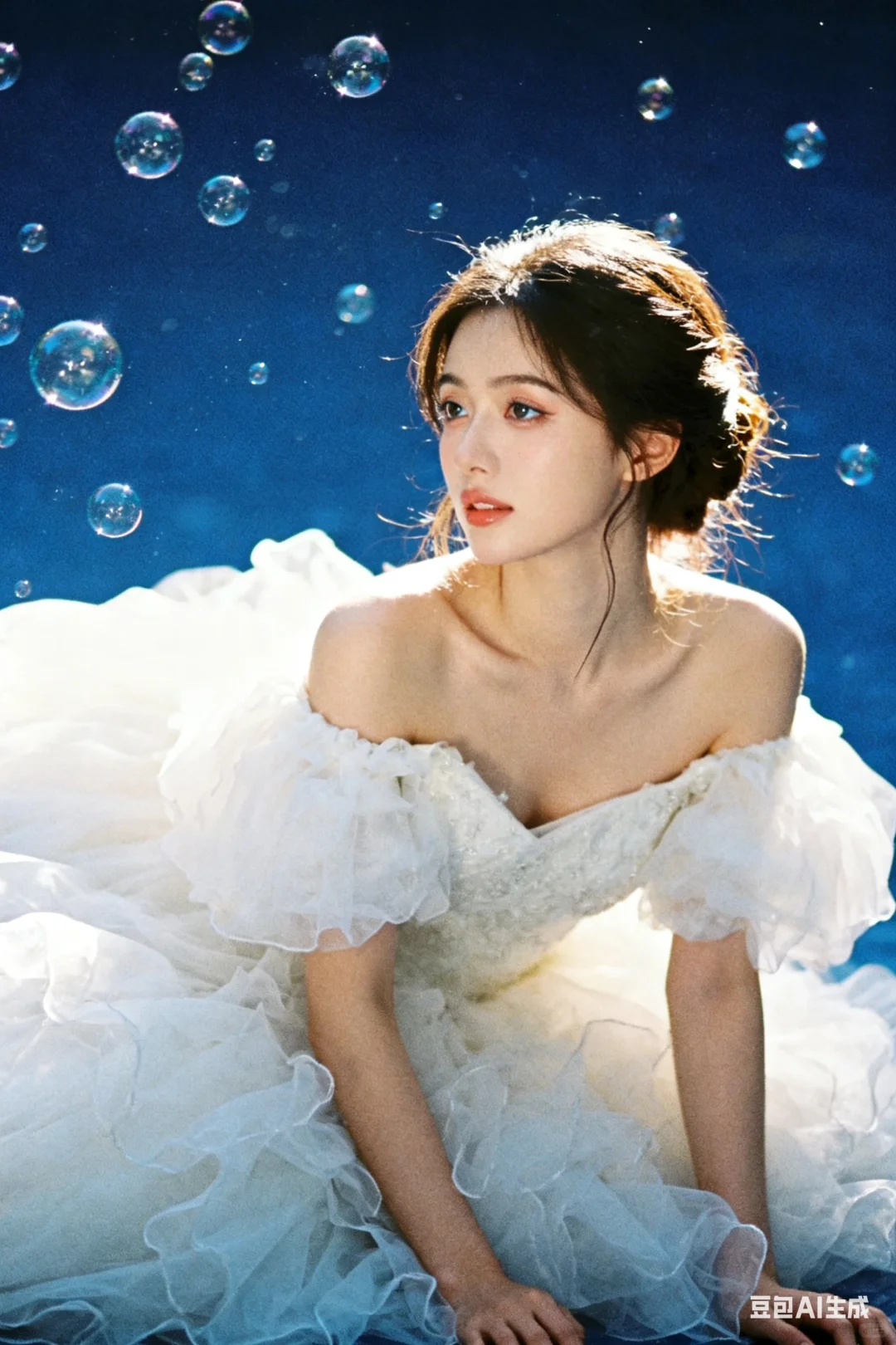泡泡与白纱的梦幻碰撞🫧｜AI生成‼️