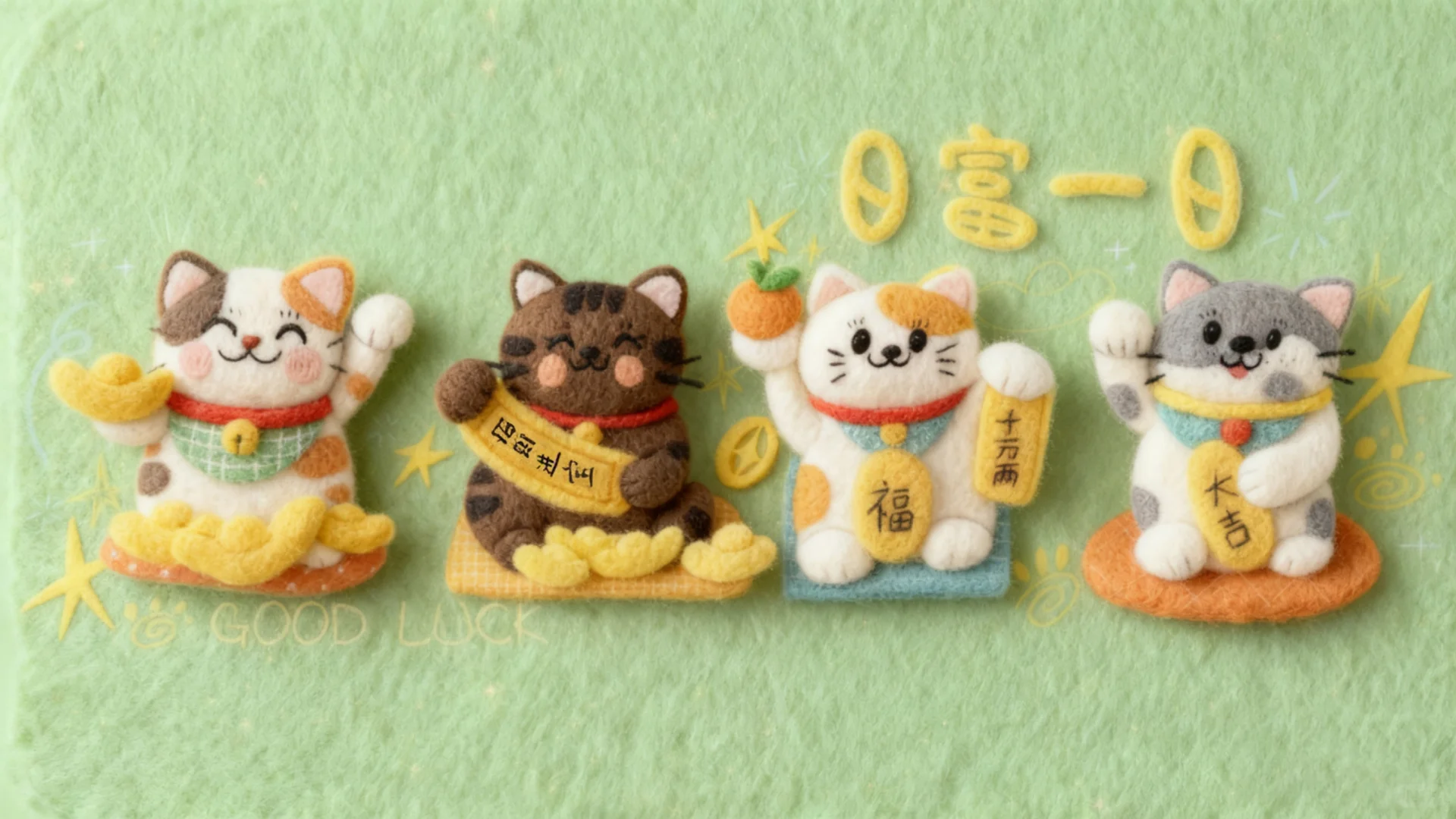 电脑分区壁纸｜招财猫｜毛毡效果壁纸