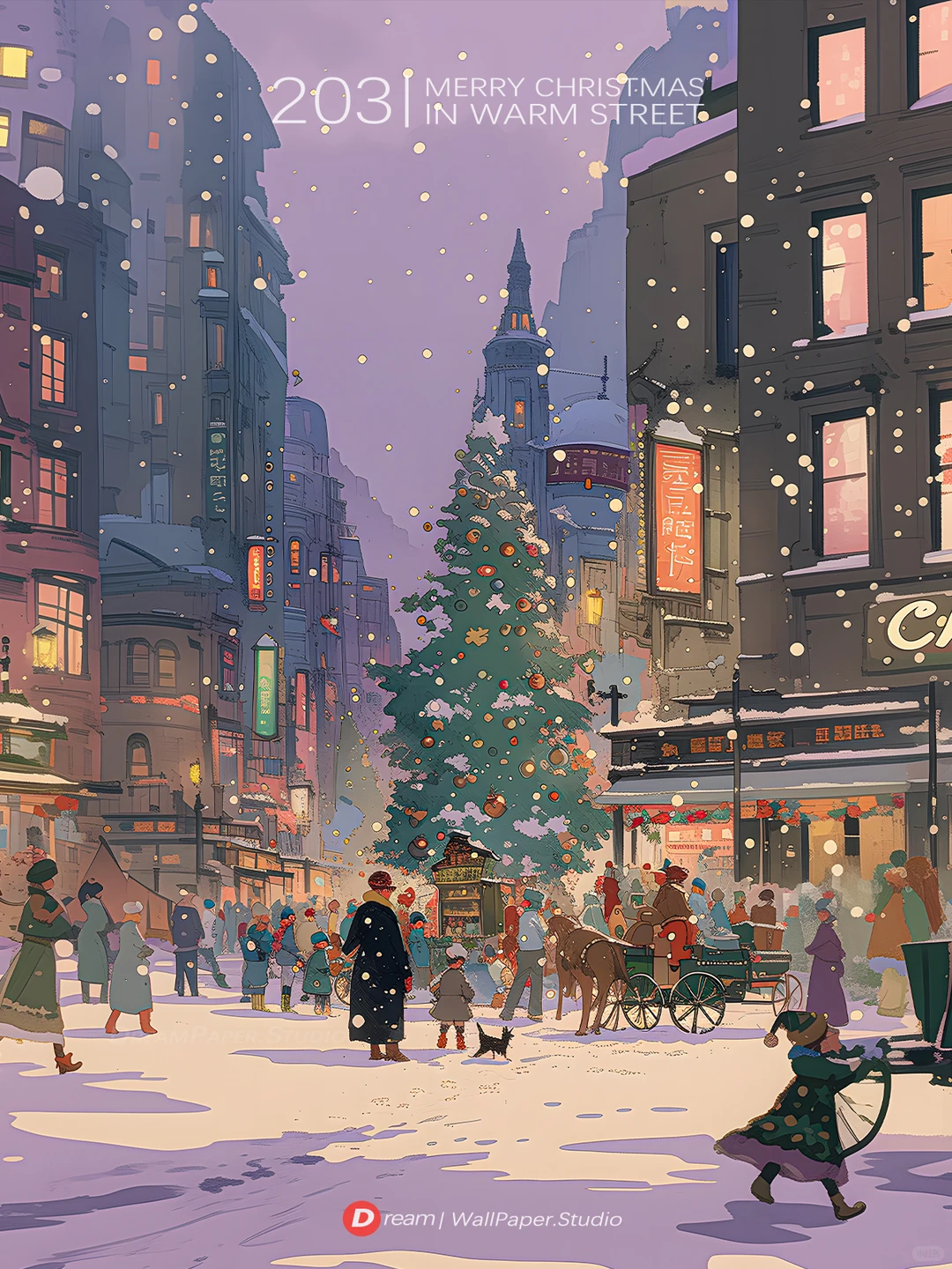 Dream壁纸/🎄雪夜的圣诞魔法小镇✨