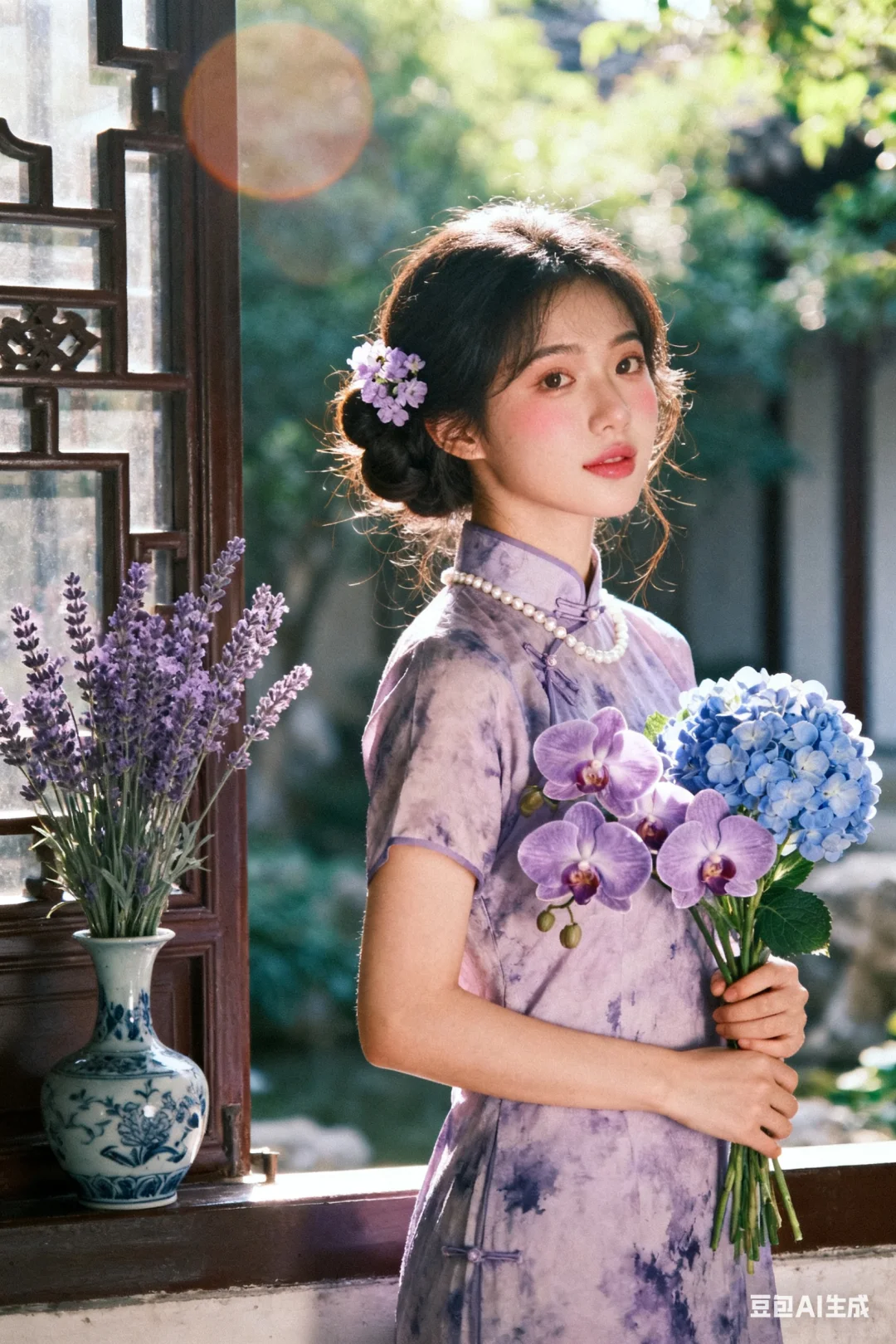 紫色旗袍一如即往的有气质｜AI生成‼️