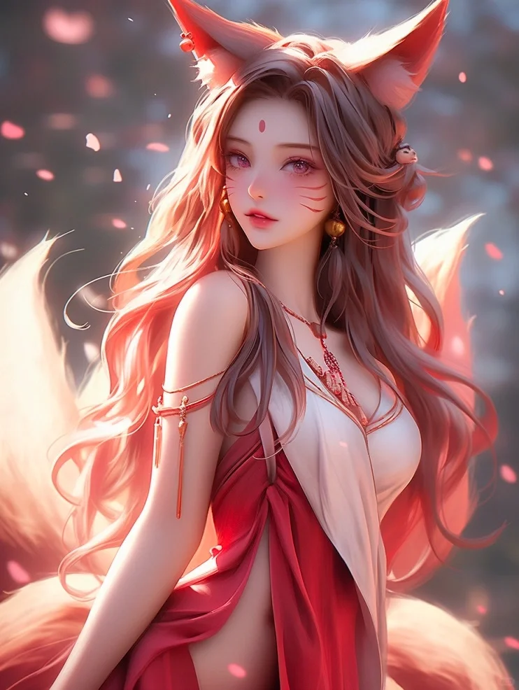 Midjourney I 九尾狐的诱惑能抗住不？