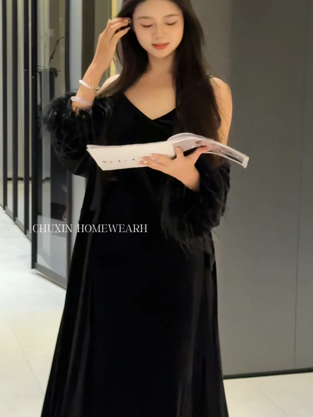秋冬睡裙！黑色丝绒自带贵气感