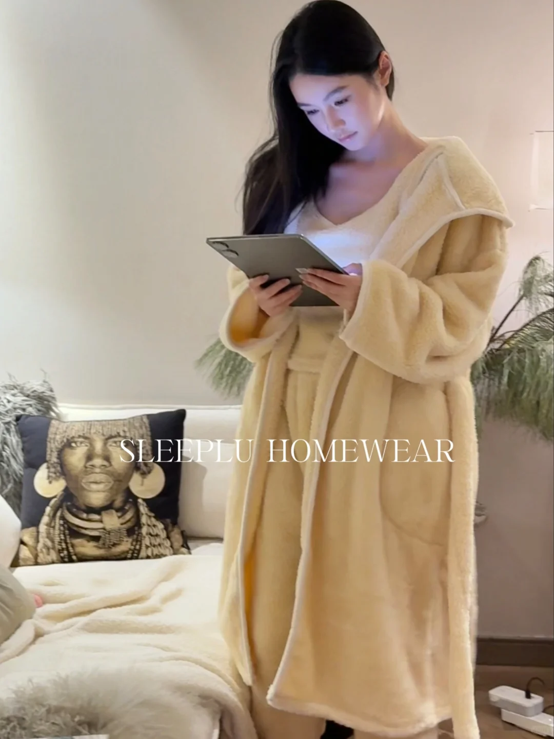 被鹅黄色💛温柔到了 超厚实的三件套睡袍