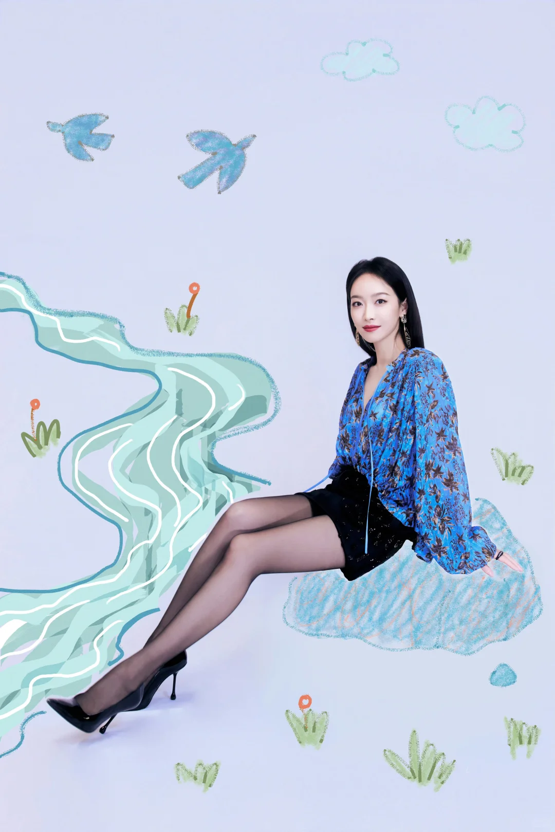 宋茜蓝花辣妹黑丝穿搭💙御姐Victoria很权威