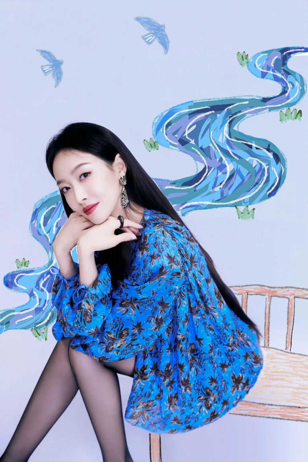 宋茜蓝花辣妹黑丝穿搭💙御姐Victoria很权威